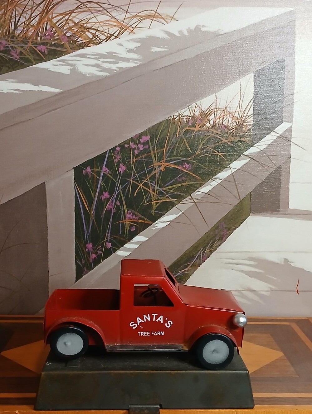 Red Santa's Tree Farm Decorative Truck - Holiday Home Art